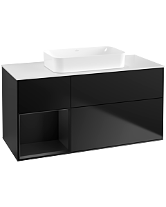 Villeroy und Boch Finion Villeroy und Boch F701PDPD 120x60.3x50.1cm, étagère à gauche laqué noir mat, laqué noir mat