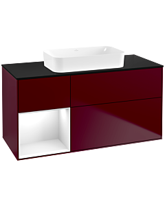 Villeroy und Boch Finion Waschtischunterschrank F702GFHB 120x60,3x50,1cm, Regal links Glossy white lacquer, Peony Matt