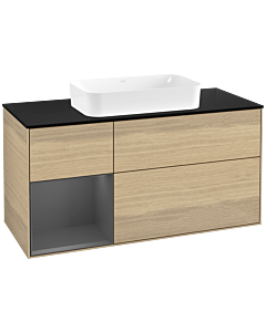 Villeroy und Boch Finion Waschtischunterschrank F702GKPC 120x60,3x50,1cm, Regal links Anthracite matt, Oak Veneer
