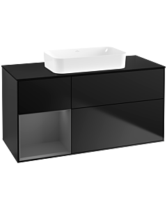 Villeroy und Boch Finion Villeroy und Boch F702GKPD 120x60,3x50,1cm, étagère gauche anthracite mat, laqué noir mat
