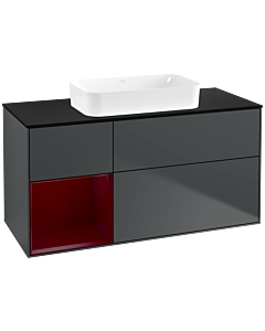Villeroy und Boch Finion Waschtischunterschrank F702HBHG 120x60,3x50,1cm, Regal links Peony, Midnight Blue Matt Lacquer