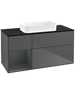 Villeroy und Boch Finion Waschtischunterschrank F702HGGK 120x60,3x50,1cm, Regal links Midnight Blue Matt Lacquer, Anthracite matt