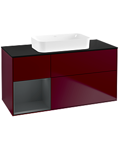 Villeroy und Boch Finion Waschtischunterschrank F702HGHB 120x60,3x50,1cm, Regal links Midnight Blue Matt Lacquer, Peony Matt