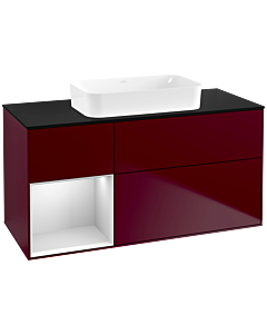 Villeroy und Boch Finion Waschtischunterschrank F702MTHB 120x60,3x50,1cm, Regal links White matt lacquer, Peony Matt