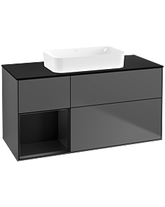 Villeroy und Boch Finion Villeroy und Boch F702PDGK 120x60.3x50.1cm, étagère gauche laqué noir mat, anthracite mat