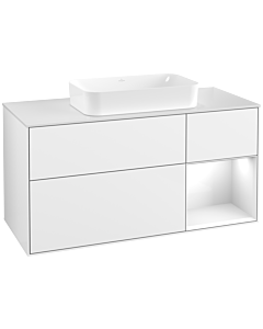 Villeroy und Boch Finion Waschtischunterschrank F711GFGF 120x60,3x50,1cm, Regal rechts Glossy white lacquer, Glossy white lacquer