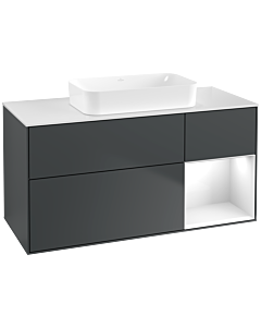 Villeroy und Boch Finion Waschtischunterschrank F711GFHG 120x60,3x50,1cm, Regal rechts Glossy white lacquer, Midnight Blue Matt Lacquer