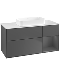 Villeroy und Boch Finion Waschtischunterschrank F711GKGK 120x60,3x50,1cm, Regal rechts Anthracite matt, Anthracite matt
