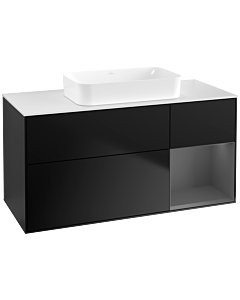 Villeroy und Boch Finion Villeroy und Boch F711GKPD 120x60.3x50.1cm, étagère à droite anthracite mat, laqué noir mat