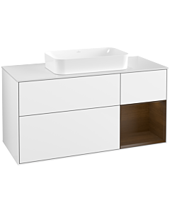 Villeroy und Boch Finion Villeroy und Boch F711GNGF 120x60,3x50,1cm, étagère droite placage noyer, laqué blanc brillant