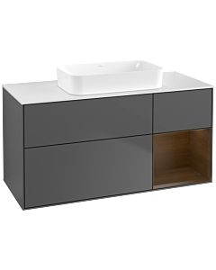 Villeroy und Boch Finion Villeroy und Boch F711GNGK 120x60,3x50,1cm, étagère droite placage noyer, anthracite mat
