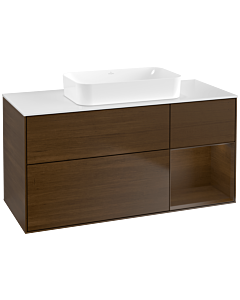 Villeroy und Boch Finion Waschtischunterschrank F711GNGN 120x60,3x50,1cm, Regal rechts Walnut veneer, Walnut veneer