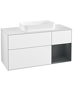 Villeroy und Boch Finion Waschtischunterschrank F711HGGF 120x60,3x50,1cm, Regal rechts Midnight Blue Matt Lacquer, Glossy white lacquer