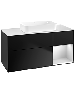 Villeroy und Boch Finion Waschtischunterschrank F711MTPD 120x60,3x50,1cm, Regal rechts White matt lacquer, Black matt lacquer