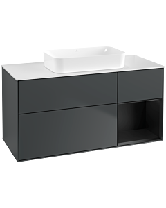 Villeroy und Boch Finion Waschtischunterschrank F711PDHG 120x60,3x50,1cm, Regal rechts Black matt lacquer, Midnight Blue Matt Lacquer