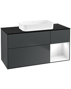 Villeroy und Boch Finion Waschtischunterschrank F712GFHG 120x60,3x50,1cm, Regal rechts Glossy white lacquer, Midnight Blue Matt Lacquer