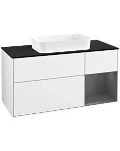 Villeroy und Boch Finion Waschtischunterschrank F712GKGF 120x60,3x50,1cm, Regal rechts Anthracite matt, Glossy white lacquer