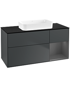 Villeroy und Boch Finion Waschtischunterschrank F712GKHG 120x60,3x50,1cm, Regal rechts Anthracite matt, Midnight Blue Matt Lacquer
