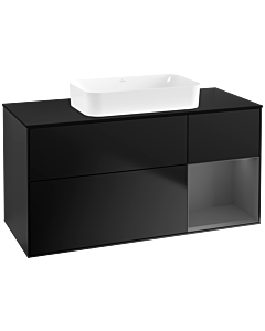 Villeroy und Boch Finion Villeroy und Boch F712GKPD 120x60.3x50.1cm, étagère à droite anthracite mat, laqué noir mat