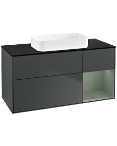 Villeroy und Boch Finion Waschtischunterschrank F712GMHG 120x60,3x50,1cm, Regal rechts Olive Matt Lacquer, Midnight Blue Matt Lacquer