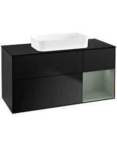 Villeroy und Boch Finion Waschtischunterschrank F712GMPD 120x60,3x50,1cm, Regal rechts Olive Matt Lacquer, Black matt lacquer