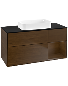 Villeroy und Boch Finion Waschtischunterschrank F712GNGN 120x60,3x50,1cm, Regal rechts Walnut veneer, Walnut veneer