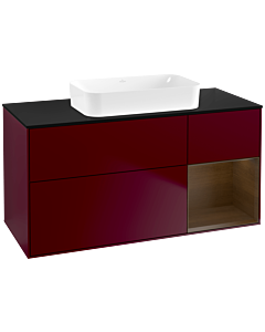 Villeroy und Boch Finion Waschtischunterschrank F712GNHB 120x60,3x50,1cm, Regal rechts Walnut veneer, Peony Matt