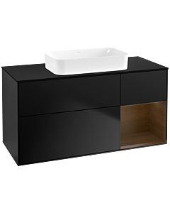 Villeroy und Boch Finion Villeroy und Boch F712GNPD 120x60.3x50.1cm, étagère droite placage noyer, laqué noir mat