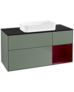 Villeroy und Boch Finion Waschtischunterschrank F712HBGM 120x60,3x50,1cm, Regal rechts Peony, Olive Matt Lacquer