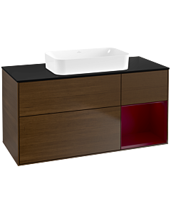 Villeroy und Boch Finion Waschtischunterschrank F712HBGN 120x60,3x50,1cm, Regal rechts Peony, Walnut veneer