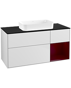 Villeroy und Boch Finion Waschtischunterschrank F712HBMT 120x60,3x50,1cm, Regal rechts Peony, White matt lacquer