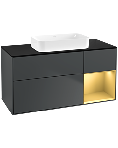 Villeroy und Boch Finion Waschtischunterschrank F712HFHG 120x60,3x50,1cm, Regal rechts Gold matt, Midnight Blue Matt Lacquer