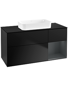 Villeroy und Boch Finion Villeroy und Boch F712HGPD 120x60.3x50.1cm, étagère à droite Midnight Blue Matt Lacquer , laqué noir mat