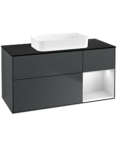 Villeroy und Boch Finion Waschtischunterschrank F712MTHG 120x60,3x50,1cm, Regal rechts White matt lacquer, Midnight Blue Matt Lacquer
