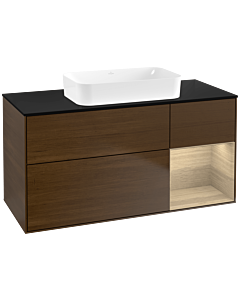 Villeroy und Boch Finion Waschtischunterschrank F712PCGN 120x60,3x50,1cm, Regal rechts Oak Veneer, Walnut veneer