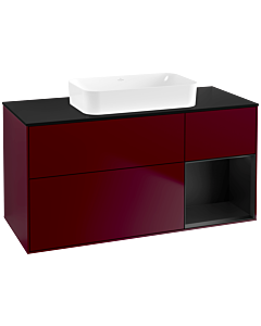Villeroy und Boch Finion Waschtischunterschrank F712PDHB 120x60,3x50,1cm, Regal rechts Black matt lacquer, Peony Matt