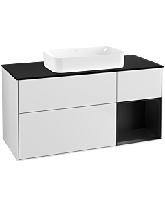 Villeroy und Boch Finion Villeroy und Boch F712PDMT 120x60.3x50.1cm, étagère à droite laqué noir mat, laqué blanc mat