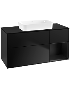 Villeroy und Boch Finion Waschtischunterschrank F712PDPD 120x60,3x50,1cm, Regal rechts Black matt lacquer, Black matt lacquer