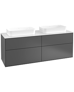Villeroy und Boch Finion Waschtischunterschrank F72100GK 160x60,3x50,1cm, Glass White Matt, Anthracite matt