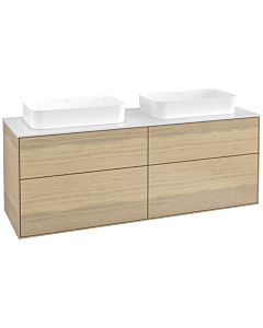 Villeroy und Boch Finion Waschtischunterschrank F72100PC 160x60,3x50,1cm, Glass White Matt, Oak Veneer