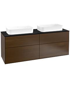 Villeroy und Boch Finion Waschtischunterschrank F72200GN 160x60,3x50,1cm, Glass Black Matt, Walnut veneer
