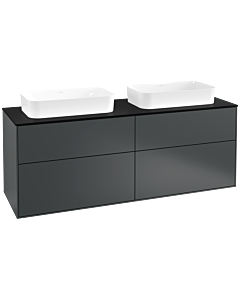 Villeroy und Boch Finion Waschtischunterschrank F72200HG 160x60,3x50,1cm, Glass Black Matt, Midnight Blue Matt Lacquer