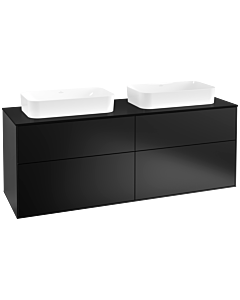 Villeroy und Boch Finion Waschtischunterschrank F72200PD 160x60,3x50,1cm, Glass Black Matt, Black matt lacquer