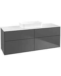 Villeroy und Boch Finion Waschtischunterschrank F73100GK 160x60,3x50,1cm, Glass White Matt, Anthracite matt