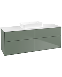 Villeroy und Boch Finion Waschtischunterschrank F73100GM 160x60,3x50,1cm, Glass White Matt, Olive Matt Lacquer