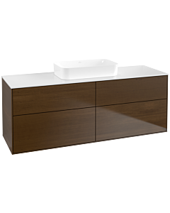 Villeroy und Boch Finion Waschtischunterschrank F73100GN 160x60,3x50,1cm, Glass White Matt, Walnut veneer