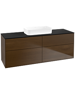 Villeroy und Boch Finion Waschtischunterschrank F73200GN 160x60,3x50,1cm, Glass Black Matt, Walnut veneer