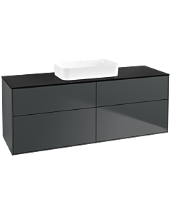 Villeroy und Boch Finion Waschtischunterschrank F73200HG 160x60,3x50,1cm, Glass Black Matt, Midnight Blue Matt Lacquer