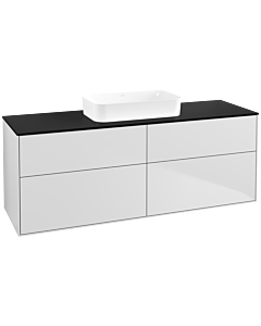 Villeroy und Boch Finion Waschtischunterschrank F73200MT 160x60,3x50,1cm, Glass Black Matt, White matt lacquer