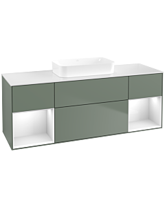 Villeroy und Boch Finion Villeroy und Boch Finion F741GFGM 160x60.3x50.1cm, shelves Glossy white lacquer, Olive Matt Lacquer